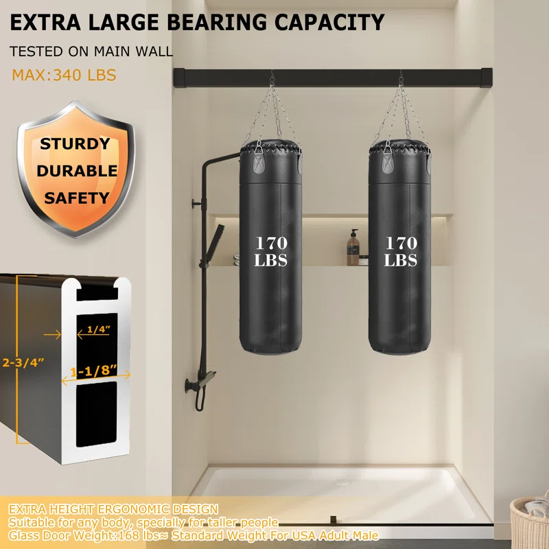 60 W x 79 H in H Frameless Shower Door with Advanced Closing System