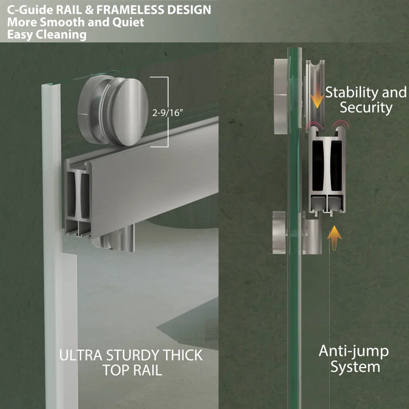 73" W x 79" H Double Sliding Door Shower Door With Closing System