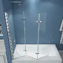 51" W x 59" H Three Plates Folding Tub Door Bathtub Screen with Clear Glass 