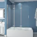 51" W x 59" H Three Plates Folding Tub Door Bathtub Screen with Clear Glass 