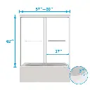60" W x 62" H Double Sliding Tub Door with Clear Tempered Glass