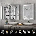 Hartli 24"W* 32"H Recessed or Surface Mount LED Medicine Cabinet Mirror with Dimmable Light & Socket