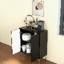 HOWCOOL Wooden Floor Cabinet Double Door Rust Proof Entryway Storage Unit Console Table (BLACK) 