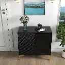 HOWCOOL Wooden Floor Cabinet Double Door Rust Proof Entryway Storage Unit Console Table (BLACK) 