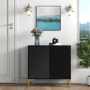 HOWCOOL Wooden Floor Cabinet Double Door Rust Proof Entryway Storage Unit Console Table (BLACK) 