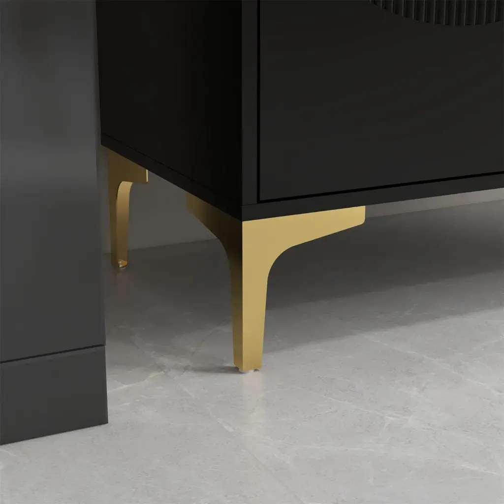 HOWCOOL Wooden Floor Cabinet Double Door Rust Proof Entryway Storage Unit Console Table (BLACK) 