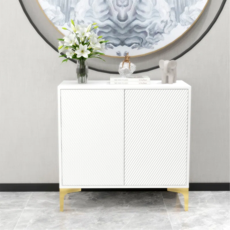 2 Storage Drawer Nightstand End Table Mirrored Accents Solid Wood Wooden