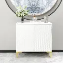 2 Storage Drawer Nightstand End Table Mirrored Accents Solid Wood Wooden