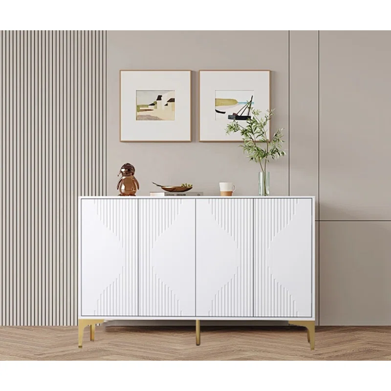 White four-door cream style side cabinet 