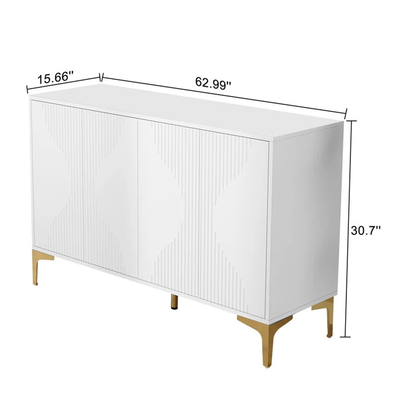 White four-door cream style side cabinet 
