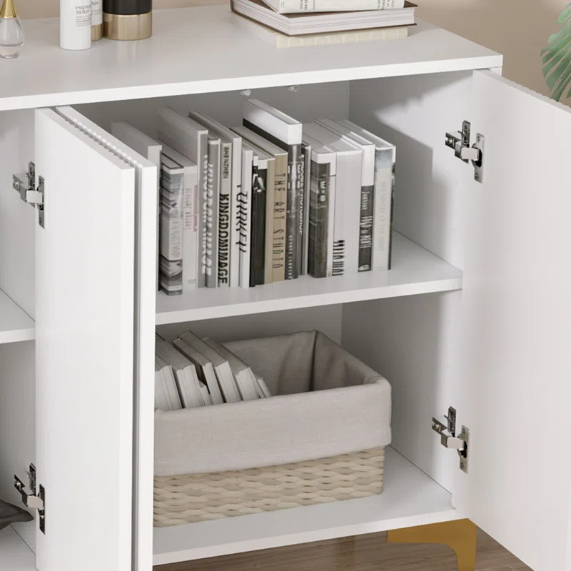 White four-door cream style side cabinet 