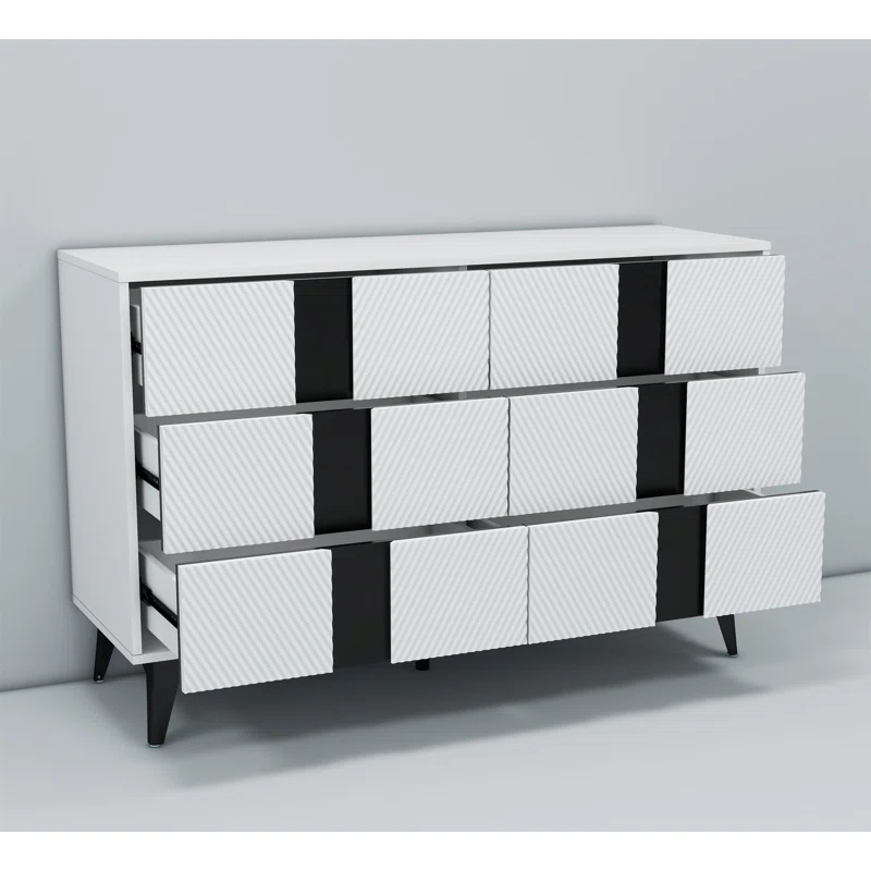White blister six-drawers dresser cabinet 