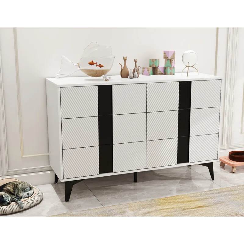 White blister six-drawers dresser cabinet 