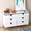 White Modern 6 Drawers Dresser Cabinet 