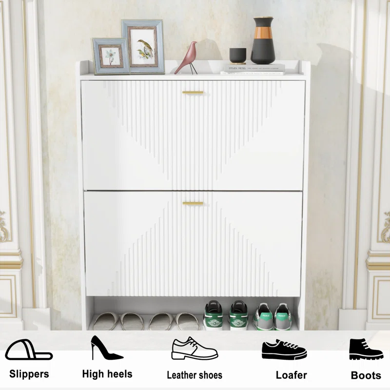 White Two-turn Cup Shoe Cabinet 
