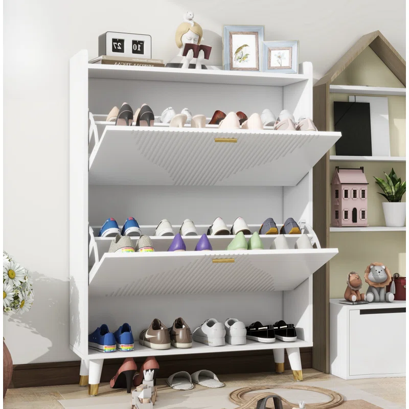 White Two-turn Cup Shoe Cabinet 