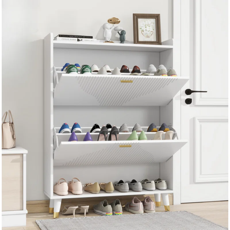 White Two-turn Cup Shoe Cabinet 