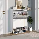 Shoe Storage Cabinet with 2 Flip Drawers, Hidden Narrow Shoes Rack Organizer， Holds 24 Pairs, White