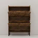 Flamed Wood 2-Turn Patchwork Framed Shoe Cabinet