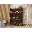 Flamed Wood Vintage Two Flip Shoe Cabinet 