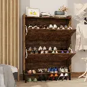 Flamed Wood Vintage Two Flip Shoe Cabinet 