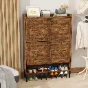 Flamed Wood Vintage Two Flip Shoe Cabinet 