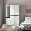 Three Drawer, Five Door Modern Wardrobe with Silver Mirror and No Pull Handle (2 packs of 2 cannot be sold separately)