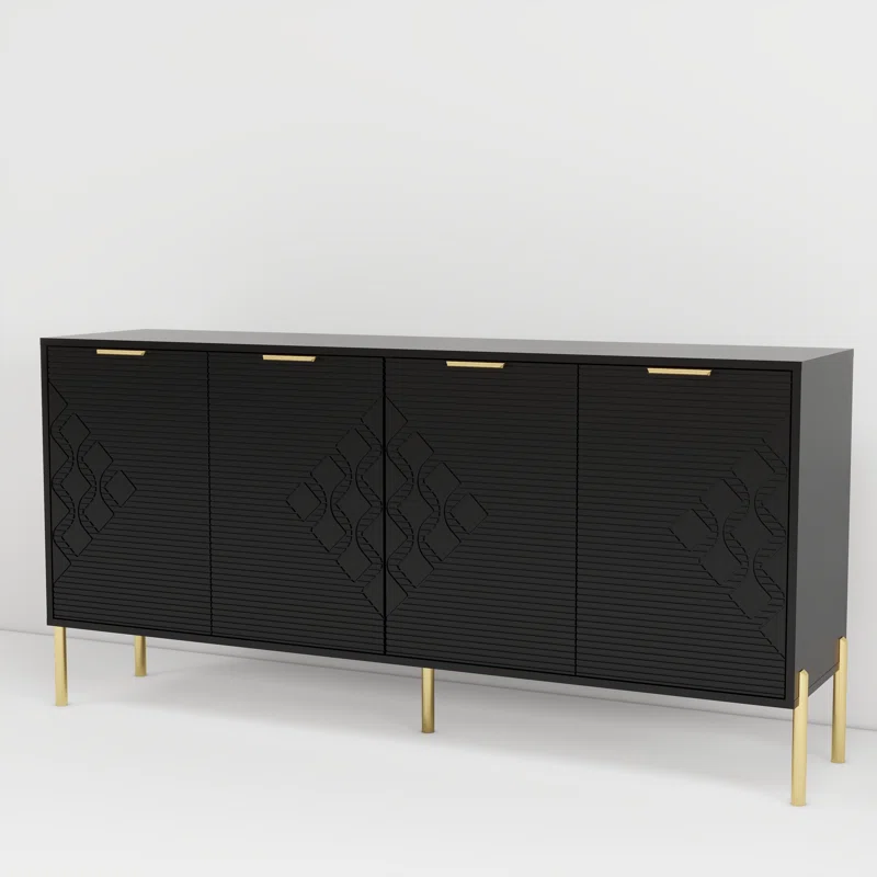 Black folio four-door cream style side cabinet 