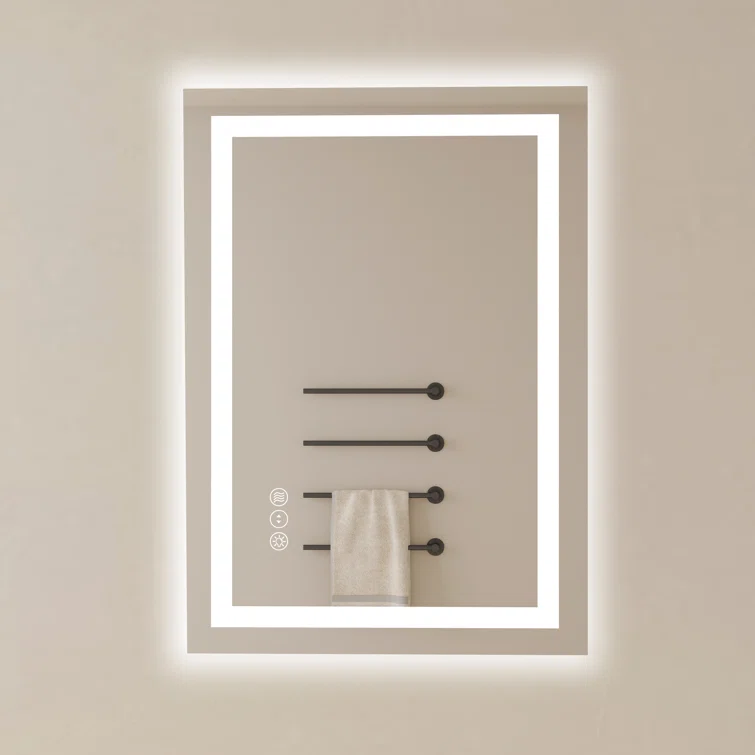 28" x 20" Tempered Glass,Frameless, Anti-Fog, Dimmable, Backlit + Front Lit LED Vanity Mirror