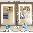 36" x 24" Tempered Glass,Frameless, Anti-Fog, Dimmable, Backlit + Front Lit LED Vanity Mirror