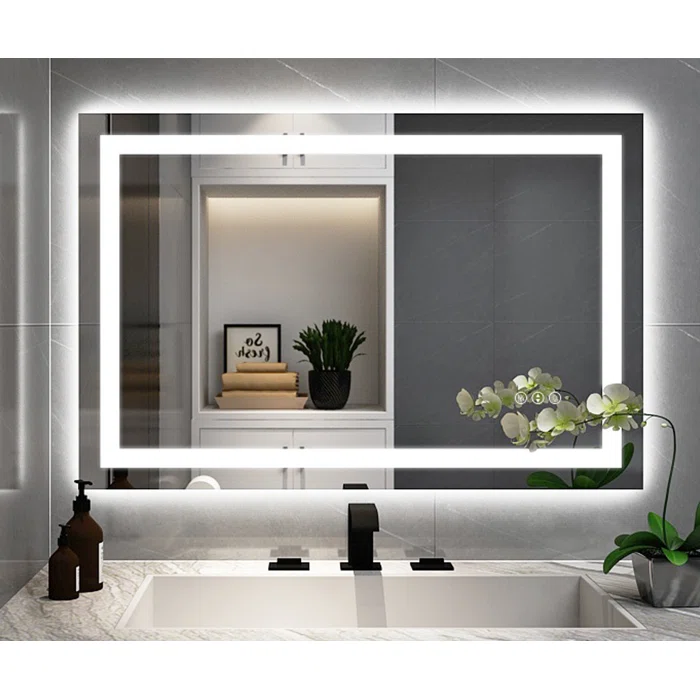 36" x 24" Tempered Glass,Frameless, Anti-Fog, Dimmable, Backlit + Front Lit LED Vanity Mirror