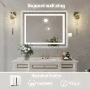 36" x 28" Tempered Glass,Frameless, Anti-Fog, Dimmable, Backlit + Front Lit LED Vanity Mirror