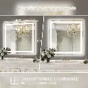 36" x 36" Tempered Glass,Frameless, Anti-Fog, Dimmable, Backlit + Front Lit LED Vanity Mirror