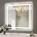 36" x 36" Tempered Glass,Frameless, Anti-Fog, Dimmable, Backlit + Front Lit LED Vanity Mirror