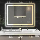 40*32 Tempered Glass,Frameless, Anti-Fog, Dimmable, Backlit + Front Lit LED Vanity Mirror