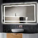 48" x 32" Tempered Glass,Frameless, Anti-Fog, Dimmable, Backlit + Front Lit LED Vanity Mirror