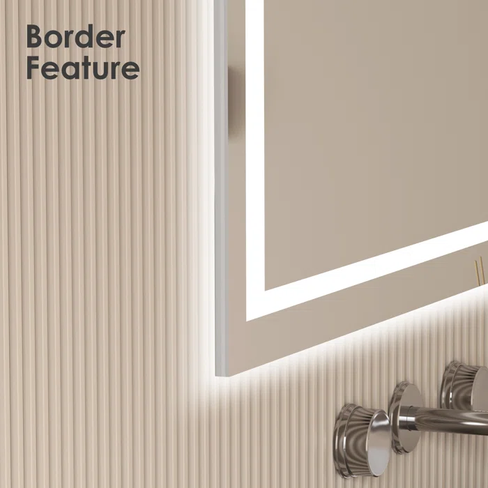 55" x 30" Tempered Glass,Frameless, Anti-Fog, Dimmable, Backlit + Front Lit LED Vanity Mirror