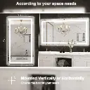 55" x 30" Tempered Glass,Frameless, Anti-Fog, Dimmable, Backlit + Front Lit LED Vanity Mirror