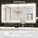 55" x 30" Tempered Glass,Frameless, Anti-Fog, Dimmable, Backlit + Front Lit LED Vanity Mirror