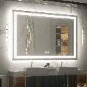 55" x 36" Tempered Glass LED Bathroom Mirror with Front and Backlight, Anti-Fog, 3 Colors