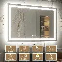 55" x 36" Tempered Glass LED Bathroom Mirror with Front and Backlight, Anti-Fog, 3 Colors