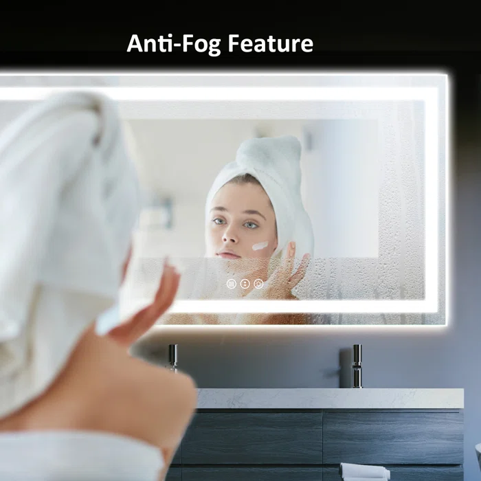 60*28 Tempered Glass,Frameless, Anti-Fog, Dimmable, Backlit + Front Lit LED Vanity Mirror