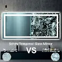 60*28 Tempered Glass,Frameless, Anti-Fog, Dimmable, Backlit + Front Lit LED Vanity Mirror