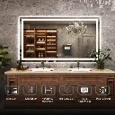 60*36 Tempered Glass,Frameless, Anti-Fog, Dimmable, Backlit + Front Lit LED Vanity Mirror