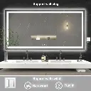 72*36 Tempered Glass,Frameless, Anti-Fog, Dimmable, Backlit + Front Lit LED Vanity Mirror