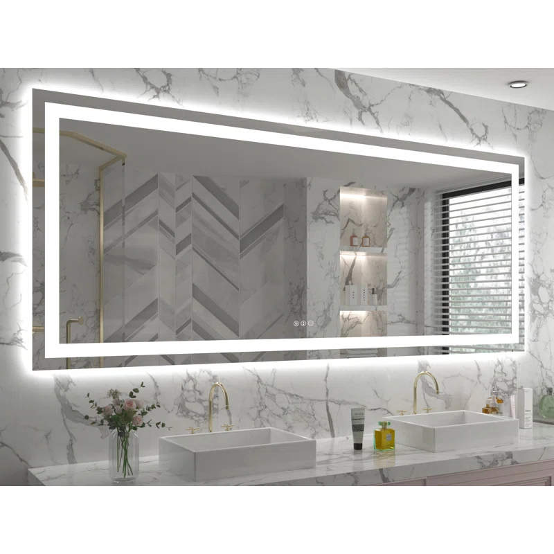 78" x 32" Double LED lights (front lit and backlit), 3 color changes, Dimmable, Anti-fog and waterproof