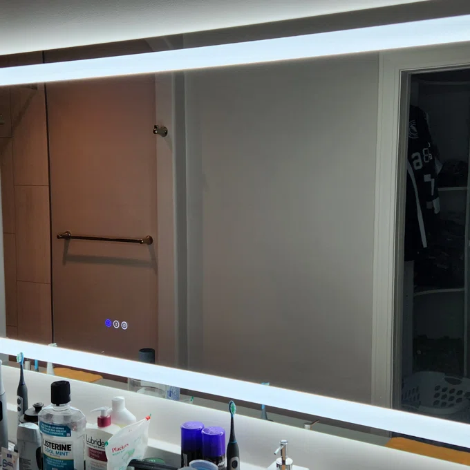 78" x 32" Double LED lights (front lit and backlit), 3 color changes, Dimmable, Anti-fog and waterproof