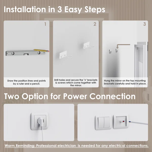 72*32 Tempered Glass,Frameless, Anti-Fog, Dimmable, Backlit + Front Lit LED Vanity Mirror