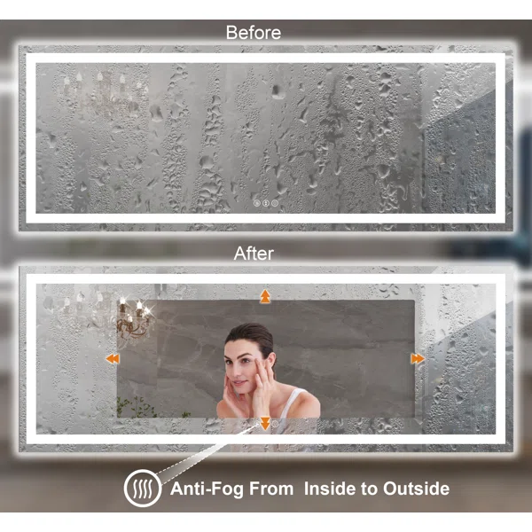 72*32 Tempered Glass,Frameless, Anti-Fog, Dimmable, Backlit + Front Lit LED Vanity Mirror