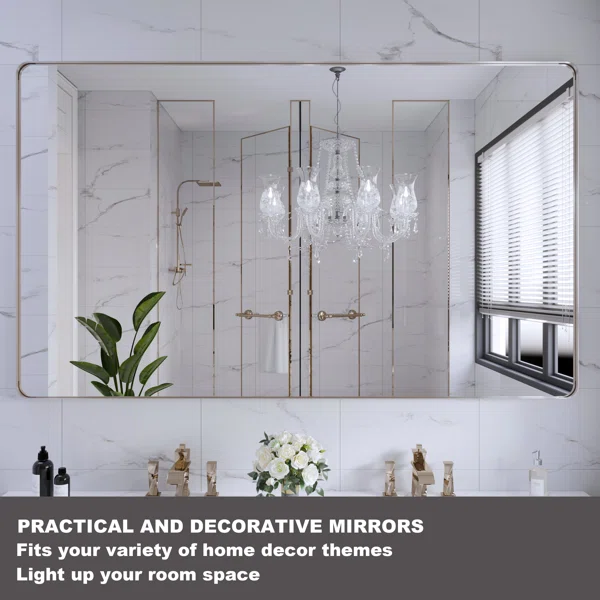 60" x 36" Black Vanity Wall Mirror With Metal Frame